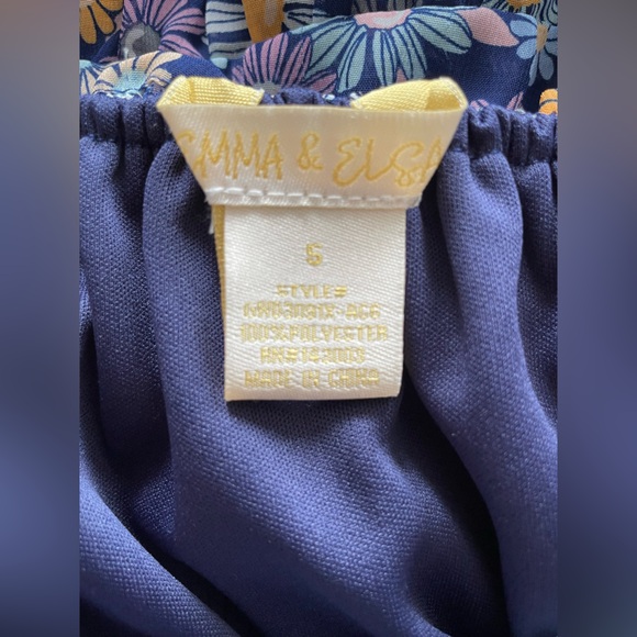 Blue Floral Chiffon Little Girls Ruffle Dress - Size 6 (Girls) - Picture 5 of 6